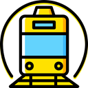 transportation, travel, transport, street, train, rails, travelling Black icon