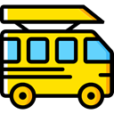 Automobile, Public transport, transportation, transport, vehicle, Bus, school bus Gold icon