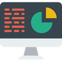 screen, Business, Stats, Analytics, Laptop, monitor, graphic, Seo And Web DarkSlateGray icon