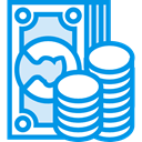 Notes, Business, Change, Money, Commerce And Shopping, Coins, Cash, stack, Currency DodgerBlue icon