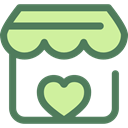Heart, commerce, stand, market, donation, Charity, Commerce And Shopping DimGray icon
