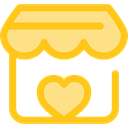 Heart, commerce, stand, market, donation, Charity, Commerce And Shopping Gold icon