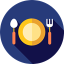 Tools And Utensils, Food And Restaurant, Fork, Knife, Plate, Restaurant, Dish, Cutlery DarkSlateBlue icon