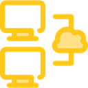 Computer, monitor, screen, networking Gold icon