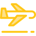 Airport, transportation, Plane, transport, flight, Aeroplane, airplane Gold icon