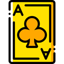Cards, Clubs, gambling, poker, gaming, Casino, Bet Gold icon