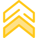 Arrows, Orientation, Direction, ui, Chevron, Military, up arrows, directional Gold icon