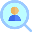 Human resources, search, magnifying glass, Business, hiring, Loupe PaleTurquoise icon