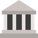 temple, buildings, museum, banking, classical, banks Silver icon