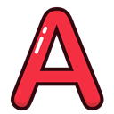 A, Alphabet, letters, Letter, red Black icon