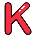 red, K, Alphabet, Letter, letters Black icon