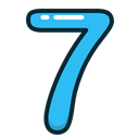 Blue, numbers, number, seven Black icon