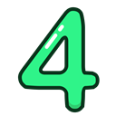 green, numbers, number, Four, study Black icon