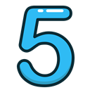 Blue, numbers, number, study, five Black icon