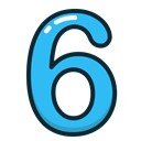Blue, numbers, number, study, six Black icon