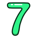 number, study, seven, green, numbers Black icon