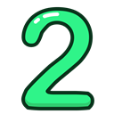 green, numbers, number, two, study Black icon