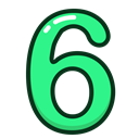 study, six, green, numbers, number Black icon