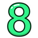 green, numbers, number, study, Eight Black icon