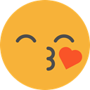 kiss, emoticons, Emoji, feelings, Smileys Goldenrod icon