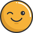 wink, emoticons, Emoji, feelings, Smileys Goldenrod icon