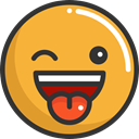 wink, emoticons, Emoji, feelings, Smileys Goldenrod icon