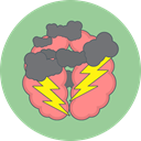 Cloud, thunder, Brain storm DarkSeaGreen icon