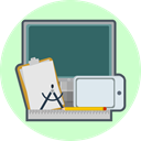 Pen, Computer, tools, ruler, creative, technology, drawing pad Gainsboro icon