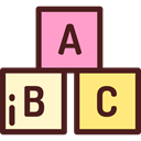 Abc, Bricks, education, Alphabet, learning, entertainment, Baby Toy Maroon icon