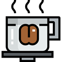 Coffee, cup, hot, food, rounded, Cups, Plate, coffee cup, Coffees, Food And Restaurant Black icon