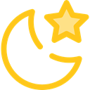 star, Moon, night, nature, landscape Gold icon