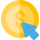 Money, coin, payment, pay per click, Dollar Symbol, Seo And Web, Mouse, Business, Cursor SandyBrown icon