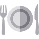 Food And Restaurant, Fork, dinner, Knife, Plate, Restaurant, Dish, Cutlery, Tools And Utensils DarkGray icon