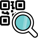 magnifying glass, Code, Barcode, qr, qr code Black icon