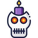 Candle, skull, halloween, decoration Black icon