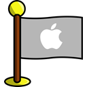 Social, networking, media, Apple, flag Silver icon