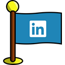 Social, networking, media, flag, Linkedin SteelBlue icon