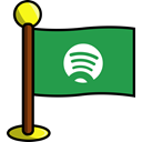 networking, Spotify, media, flag, Social SeaGreen icon