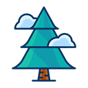 christmas, Forest, Pine, Tree, Cloud Black icon
