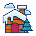 house, Tree, Cloud, Snow, winter, property, Cabin Black icon