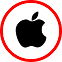 Apple, online, Social, media Red icon