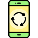 touch screen, mobile phone, cellphone, smartphone, Recycled, technology, recycling, Communications, Ecology And Environment Black icon