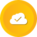 Data, Cloudy, computing, Blue, Check, Cloud Orange icon
