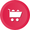 online, commerce, shopping, E, groceries Crimson icon
