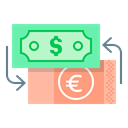 Euro, Finance, Money, Currency Exchange, Dollar, Currency, exchange Black icon