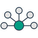 network, Connection, Interaction, Communication, Api, integration Black icon
