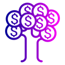 Tree, Finance, Money, Dollar, Currency Black icon