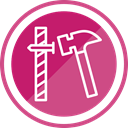 tools, hammer, Construction, Nail PaleVioletRed icon