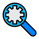 Find, search, bug, configuration, Setting, optimization Black icon