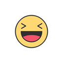 Facebook, Emoji, reaction, laughing emoji Black icon